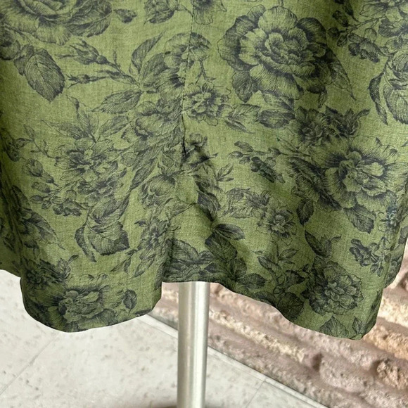 Kasper for ASL Vintage Green Black Roses Tunic Blazer Skirt Suit Size 10 - Picture 4 of 11